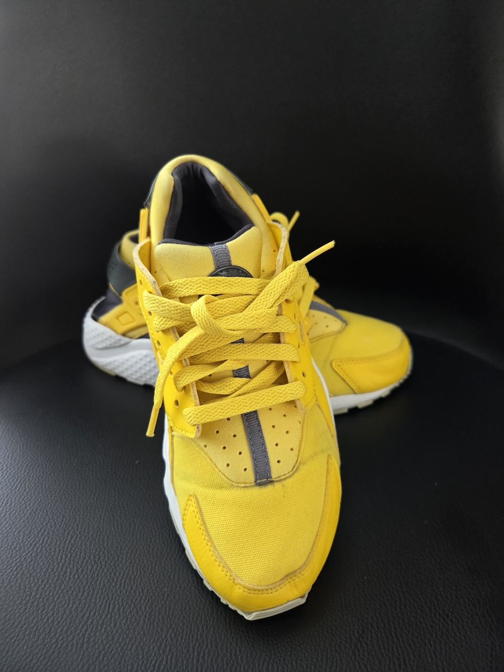 Nike Huarache Kids Yellow and Gray Athletic Sneakers